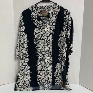 Vintage PineapleConnection Mens Size Large Black and White Hawaiian shirt